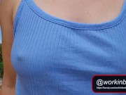 Flash Tits Walking Topless and Showering on Beach 15/16