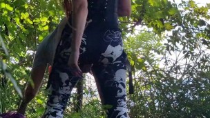Pegging a slave in the bushes in nature
