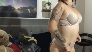 My horny girlfriend strips and makes video