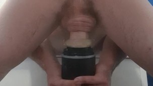 Horny teen has sex with fuck machine in doggy