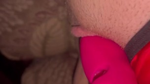 Amateur milf stuffs panties while playing with a sex toy