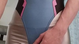 ruined orgasm with dva leotard and shiny leggings