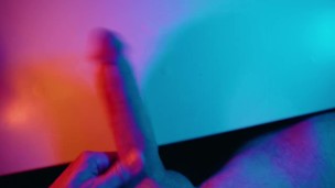 Stroking my Big White Cock under colored lighting 😈