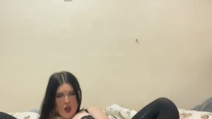 Horny pierced emo plays and bounces on dick.