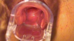 Eating cream from my pussy, teasing and showing the cervix