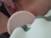 Extremely Horny slut wife stuffing her pussy hole with big white dildo makes me so wet 12/16