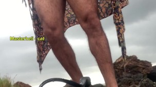 Masturbation on a public beach with a beautiful black cock. I almost got caught.