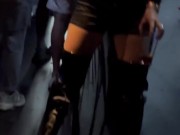 The 'Wild Corner' in HI Ibiza! Hot babe showing her big boob's in public club