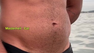 boy shows a nice black dick in public.