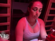 Edging my work out partner with a sensual handjob in the sauna