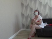 A mature BBW milf with big saggy natural tits gets dressed. 11/16