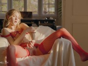 ULTRAFILMS Amazing Ukrainian model Diana Heaven masturbating wearing red stockings 11/16