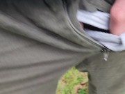 Pissing outdoors on a rainy day