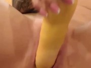 I want my milky pussy to cum - I fuck myself with a carrot dildo 7/16