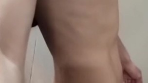 Boy fuck himself with a dildo in a chastity belt