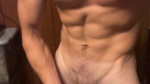 Hot blonde stroking his big dick