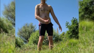 Cooling and jerking off in a triathlon suit