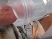 Vocal Hung Guy Fucks Fleshlight and Shoots Load on Mirror