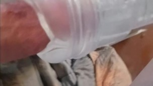 Vocal Hung Guy Fucks Fleshlight and Shoots Load on Mirror