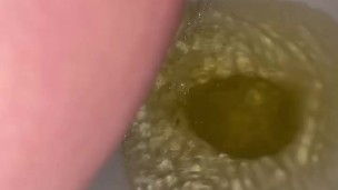 Girl had to pee so bad loud hissing into toilet