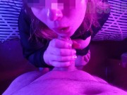 Beautiful Girl sucking a small dick to get all the cum it remains in his balls