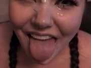 Swedish girlfriend sucks dick and takes load on face 15/16