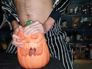Wearing a Jack skeleton onesie, and fucking my jack-o-lantern sextoy! Happy Halloween 2024