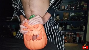 Wearing a Jack skeleton onesie, and fucking my jack-o-lantern sextoy! Happy Halloween 2024