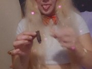 Come smoke and drink with me to music . Cute blond sexy