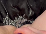 Solo Squirt Compilation: Grey shorts, big dildo on mirror, close up pussy shot