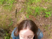 Brunette babe loves sucking my cock outside 14/16