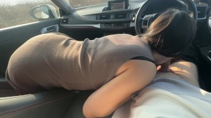 student on the first date gives a blowjob in the car