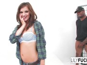 Gorgeous Small TIttied Brunette Loves Taking Some Big Black Cock 4/16