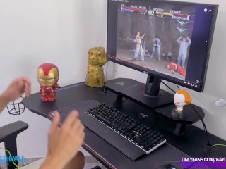 Gamer`s boy Fantasy Threesome became true. Fucking two hot Pornstars