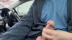 very public cumshot in car in daylight cruising