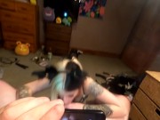 hot emo babe suck and swallow close up POV 10/16