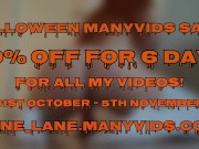 50% OFF HALLOWEEN SALE ON MY MANY VIDS 10/16
