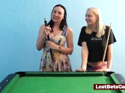 Hot lesbians with amazing big boobs are playing a strip game together 2/16