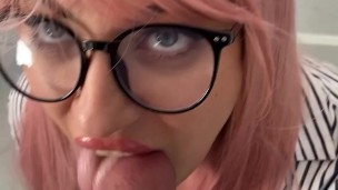 guy with a scream mask sucks the secretary's dick