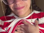 Busty brunette Waldo bounces on it after you find her lonely and feral 10/16