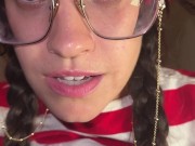 Busty brunette Waldo bounces on it after you find her lonely and feral 9/16