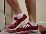 Barbie cock and ball trample with red sneakers  No.42