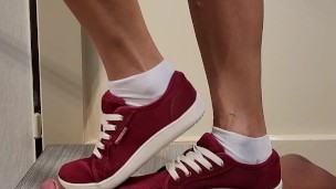 Barbie cock and ball trample with red sneakers No.42