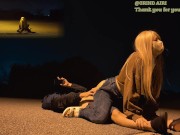 「ヤバイって！！向こうから車来てるって！！！」道路でセックスしていたら車が来て焦るビッチカップル - Screenshot 9 of 16 - Outdoor