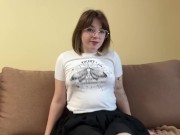Beautiful brunette without underwear shaking her big tits