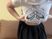 Beautiful brunette without underwear shaking her big tits