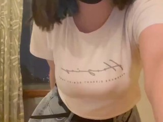 Sexy college girl prying under the football