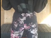 Fit black girl does squats in backyard after school 16/16