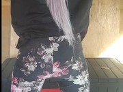 Fit black girl does squats in backyard after school 8/16