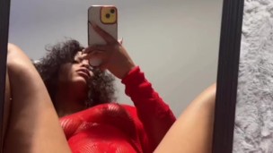 Cute ebony teen Rides Torso in mirror
